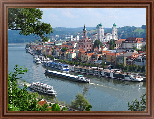 Постер Германия, Пассау - город на трех реках в Нижней Баварии с типом исполнения На холсте в раме в багетной раме 35-M719P-83