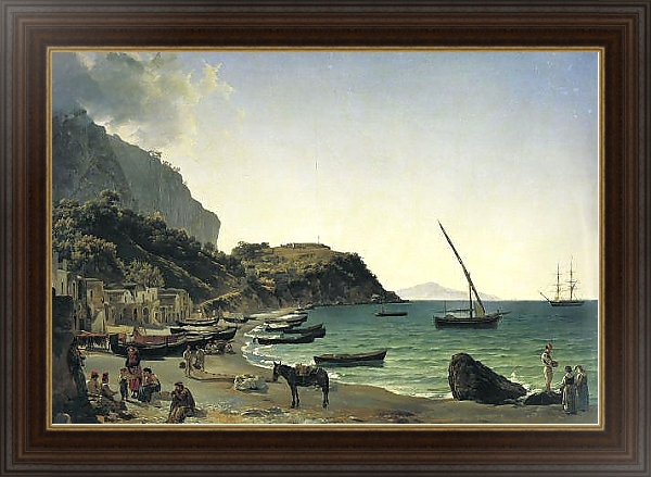 Постер Большая гавань на острове Капри. 1828 с типом исполнения На холсте в раме в багетной раме 1.023.151