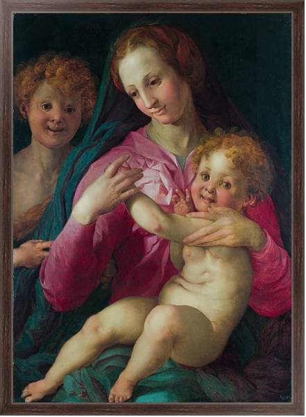 Постер Мадонна с младенцем и молодой Креститель с типом исполнения На холсте в раме в багетной раме 221-02