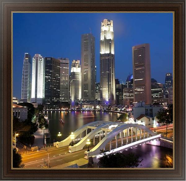 Постер Сингапур. Финансовый район с типом исполнения На холсте в раме в багетной раме 1.023.151