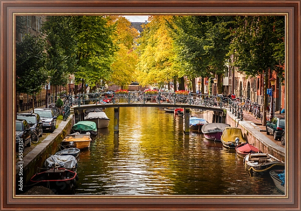 Постер Голландия. Амстердам. Каналы 2 с типом исполнения На холсте в раме в багетной раме 35-M719P-83