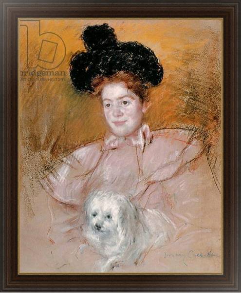 Постер Woman holding a dog с типом исполнения На холсте в раме в багетной раме 1.023.151