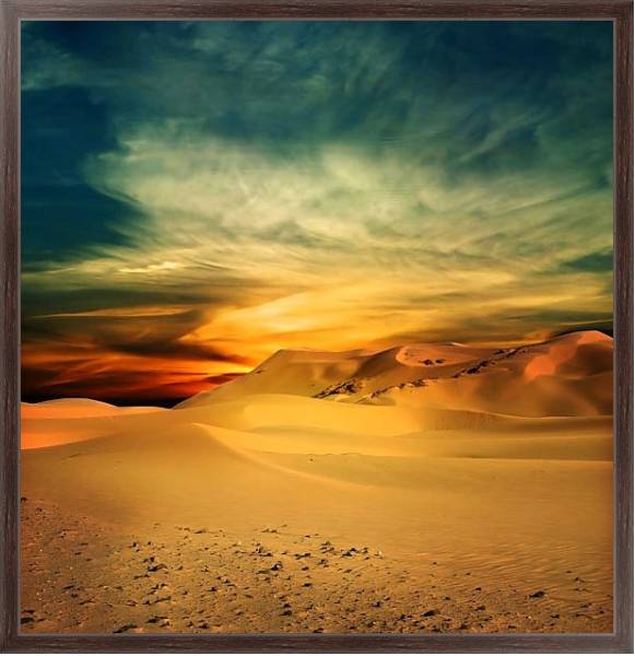 Постер Закат в пустыне 2 с типом исполнения На холсте в раме в багетной раме 221-02
