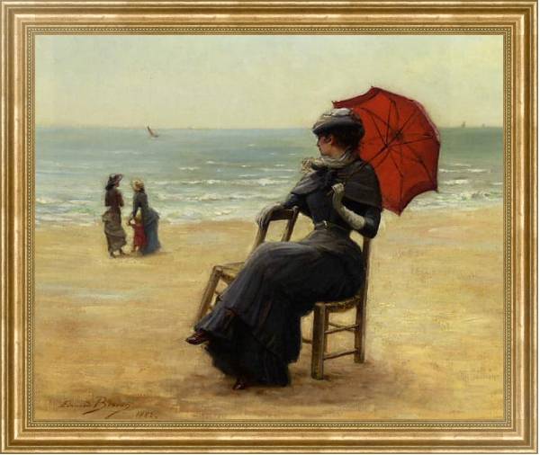Постер Сидящая у моря с типом исполнения На холсте в раме в багетной раме NA033.1.051
