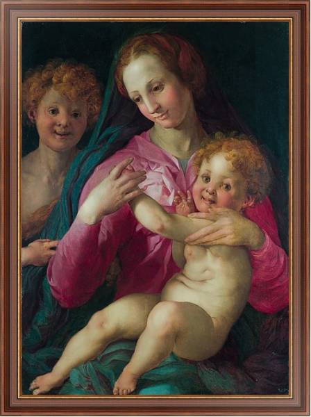 Постер Мадонна с младенцем и молодой Креститель с типом исполнения На холсте в раме в багетной раме 35-M719P-83