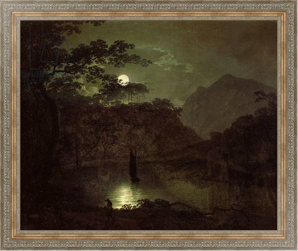 Постер A Lake by Moonlight, c.1780-82 с типом исполнения На холсте в раме в багетной раме 484.M48.310