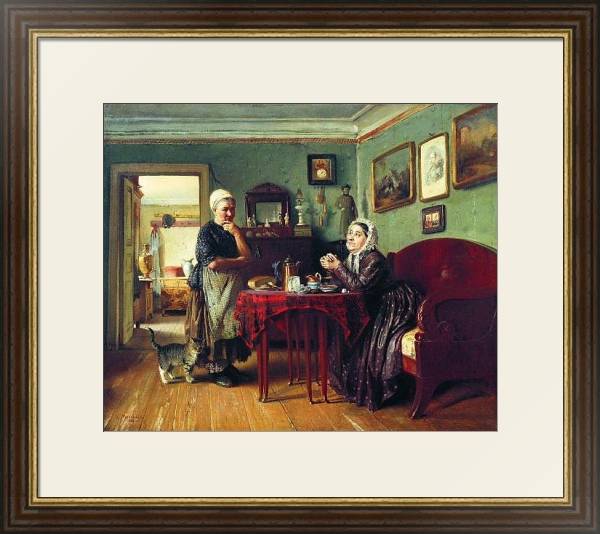 Постер Разговоры по хозяйству. 1868 с типом исполнения Под стеклом в багетной раме 1.023.036