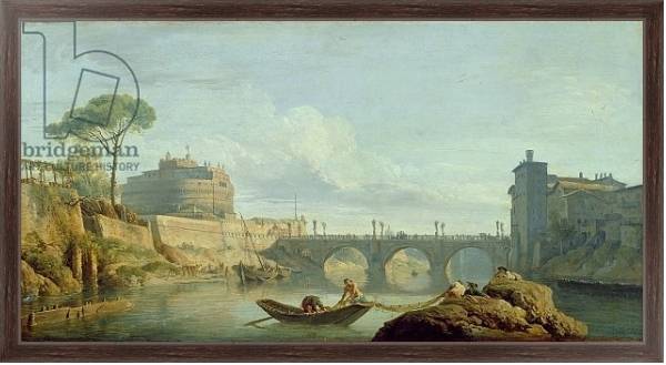 Постер The Bridge and Castle Sant'Angelo, 1745 с типом исполнения На холсте в раме в багетной раме 221-02