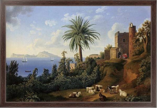 Постер Blick vom Posillipo auf die Insel Capri с типом исполнения На холсте в раме в багетной раме 221-02