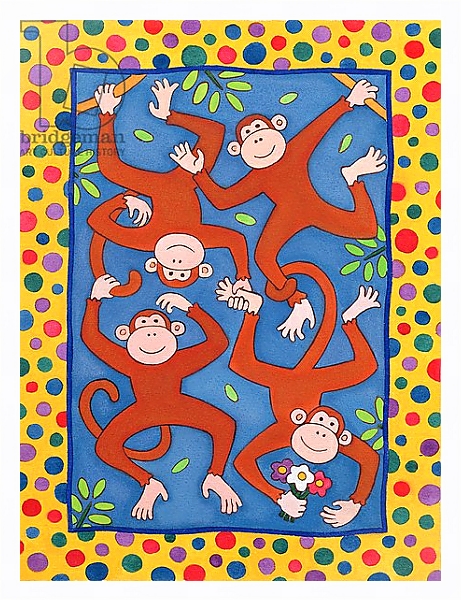 Постер Cheeky Monkeys с типом исполнения На холсте в раме в багетной раме 221-03