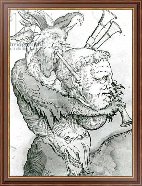 Постер Devil Playing Man's Head as Bagpipes, 1144 с типом исполнения На холсте в раме в багетной раме 35-M719P-83