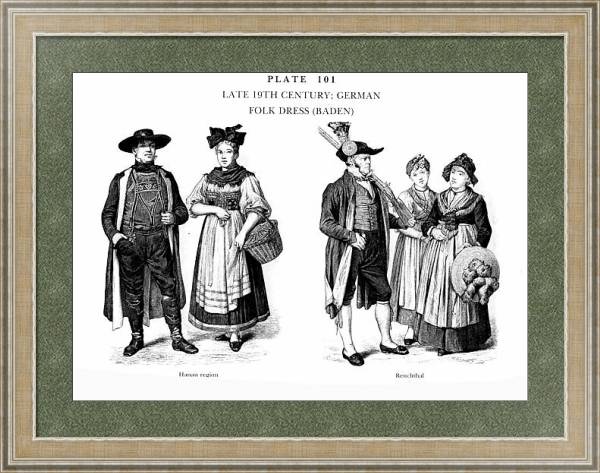 Постер Fin du XIXè Siècle, Habits traditionnels Allemands Bade, Late 19Th Century German Folk Dress (Baden) 3 с типом исполнения Акварель в раме в багетной раме 485.M40.584