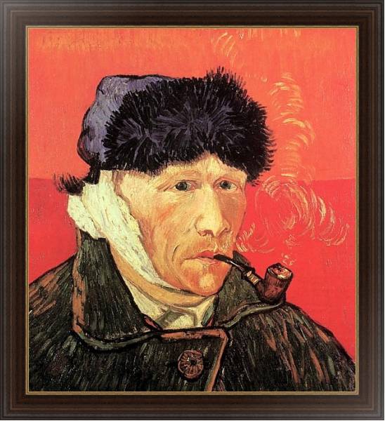 Постер Автопортрет с перевязанным ухом и трубкой с типом исполнения На холсте в раме в багетной раме 1.023.151