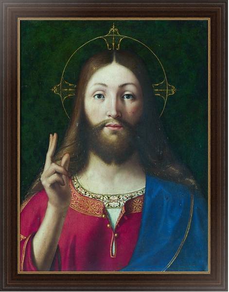 Постер Иисус благословляющий с типом исполнения На холсте в раме в багетной раме 1.023.151