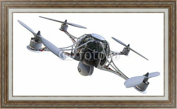 Постер Квадрокоптер с камерой с типом исполнения На холсте в раме в багетной раме 595.M52.330
