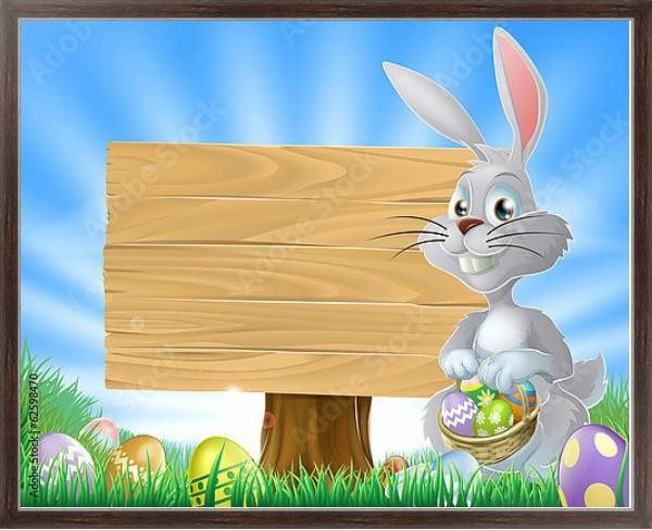 Постер Пасхальный кролик с типом исполнения На холсте в раме в багетной раме 221-02