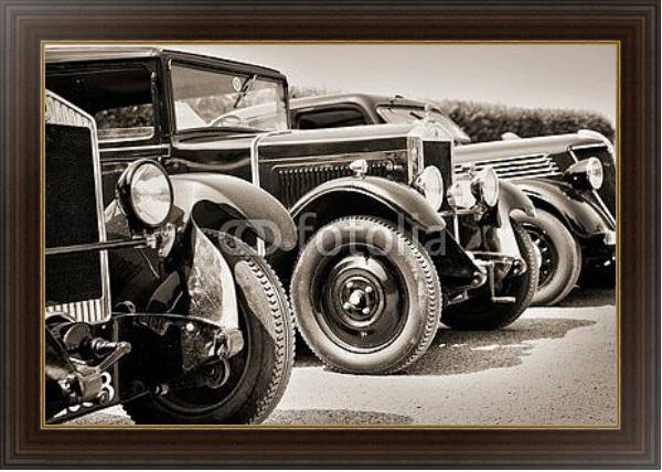 Постер Коллекция автомобилей начала 20 века с типом исполнения На холсте в раме в багетной раме 1.023.151