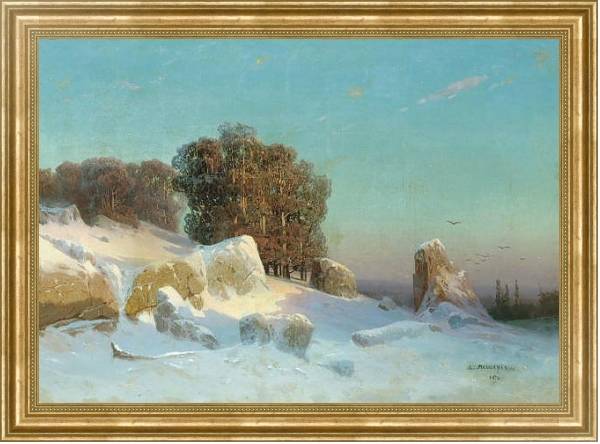 Постер Зимний пейзаж 8 с типом исполнения На холсте в раме в багетной раме NA033.1.051