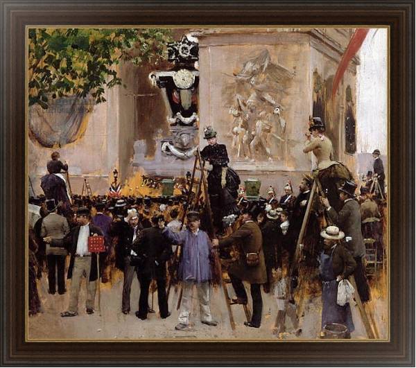 Постер The Funeral of Victor Hugo at the Arc de Triomphe, 1885 с типом исполнения На холсте в раме в багетной раме 1.023.151