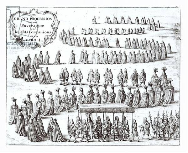 Постер Grand Procession of the Sovereign and the Knights of the Garter at Windsor, 1672 с типом исполнения На холсте в раме в багетной раме 221-03