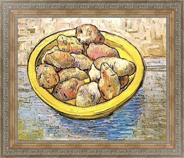 Постер Натюрморт: картофель на желтом блюде с типом исполнения На холсте в раме в багетной раме 484.M48.310