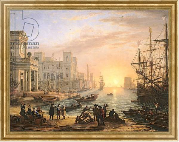 Постер Sea Port at Sunset, 1639 с типом исполнения На холсте в раме в багетной раме NA033.1.051