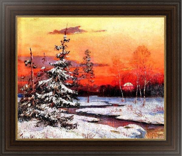 Постер Зимний пейзаж 7 с типом исполнения На холсте в раме в багетной раме 1.023.151