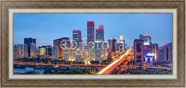 Постер Китай. Пекин. Закатная панорама с типом исполнения На холсте в раме в багетной раме 595.M52.330
