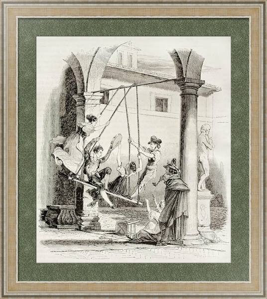 Постер Canofiena old illustration (antique Italian swing). Published on Magasin Pittoresque, Paris, 1842 с типом исполнения Акварель в раме в багетной раме 485.M40.584