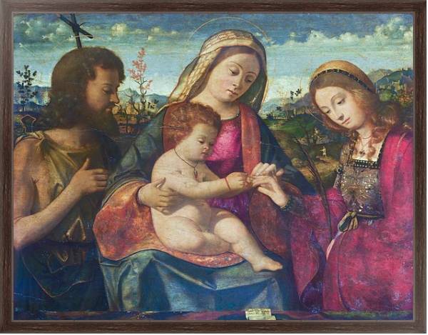 Постер Дева Мария и младенец со святыми с типом исполнения На холсте в раме в багетной раме 221-02