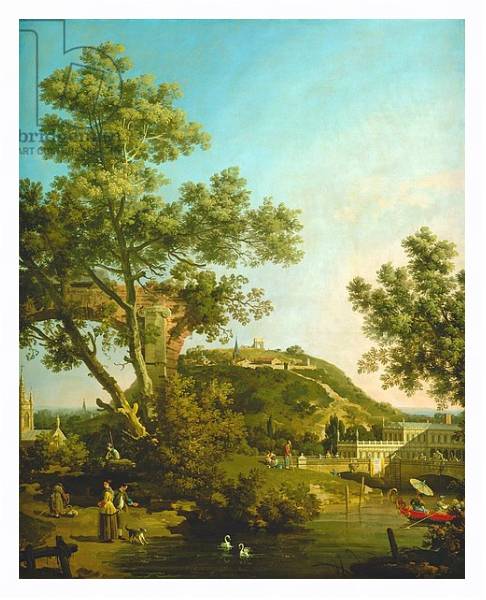 Постер English Landscape Capriccio with a Palace, 1754 с типом исполнения На холсте в раме в багетной раме 221-03