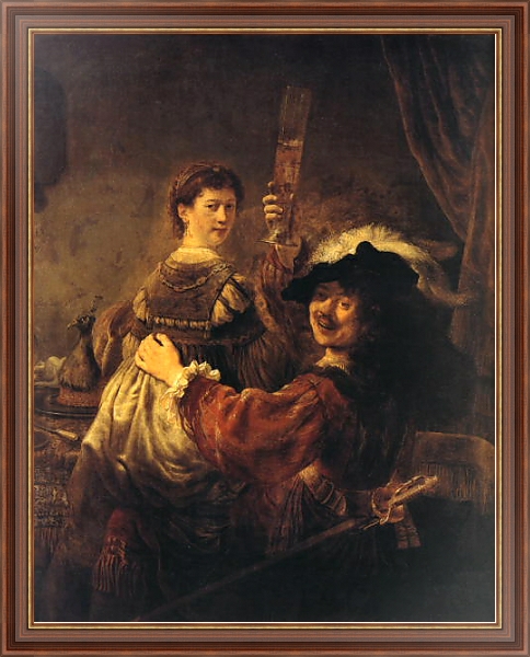 Постер Автопортрет с Саскией на коленях с типом исполнения На холсте в раме в багетной раме 35-M719P-83