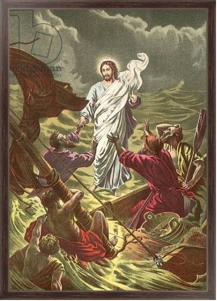 Постер Jesus walking on the water с типом исполнения На холсте в раме в багетной раме 221-02