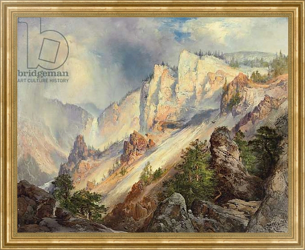 Постер A Passing Shower in the Yellowstone Canyon, 1903 с типом исполнения На холсте в раме в багетной раме NA033.1.051