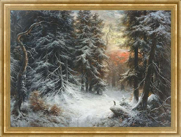 Постер Snow Scene in the Black Forest, 19th century с типом исполнения На холсте в раме в багетной раме NA033.1.051