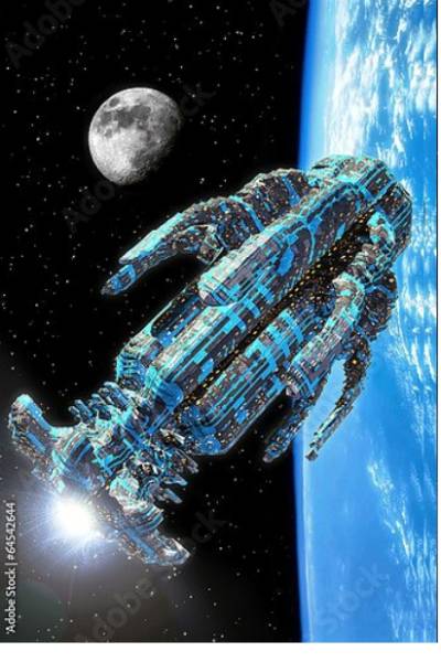 Постер Космический корабль №005 с типом исполнения На холсте без рамы