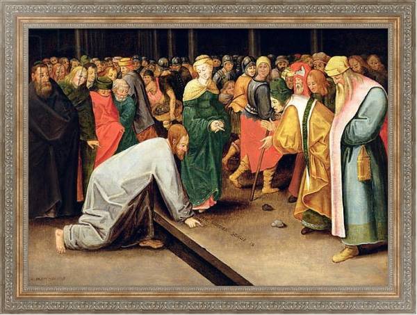 Постер Christ and the women taken in adultery, 1628 с типом исполнения На холсте в раме в багетной раме 484.M48.310