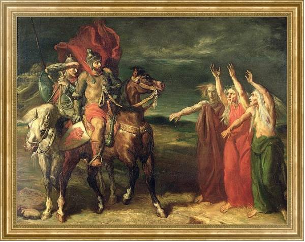 Постер Macbeth and the Three Witches, 1855 с типом исполнения На холсте в раме в багетной раме NA033.1.051