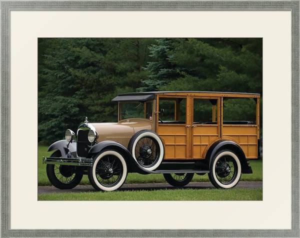 Постер Ford Model A Woody Station Wagon '1929 с типом исполнения Под стеклом в багетной раме 1727.2510