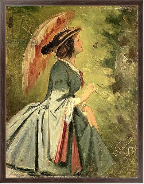 Постер Portrait of Anna, the artist's daughter, 1860 с типом исполнения На холсте в раме в багетной раме 221-02