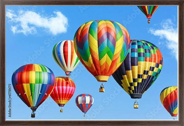 Постер Разноцветные воздушные шары с типом исполнения На холсте в раме в багетной раме 221-02