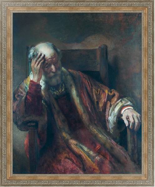 Постер Престарелый мужчина в кресле с типом исполнения На холсте в раме в багетной раме 484.M48.310