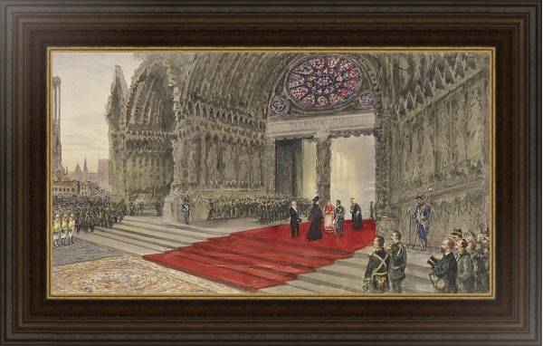 Постер Посещение императорской четой Реймского собора с типом исполнения На холсте в раме в багетной раме 1.023.151