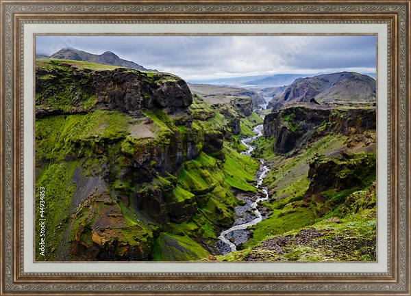 Постер Исландия, горы Торсмёрк с типом исполнения На холсте в раме в багетной раме 595.M52.330