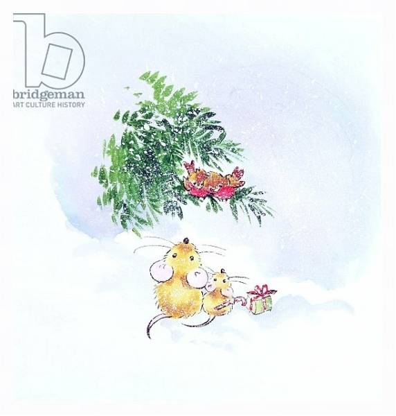Постер Christmas Mice and Robins с типом исполнения На холсте в раме в багетной раме 221-03