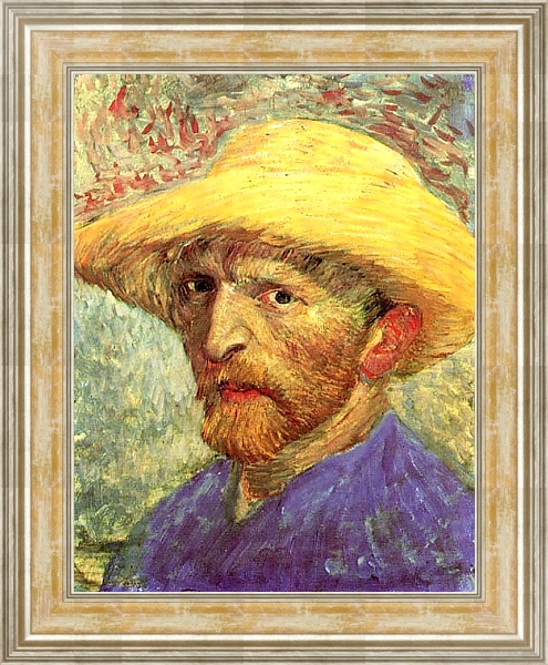 Постер Автопортрет с соломенной шляпой 3 с типом исполнения На холсте в раме в багетной раме NA053.0.115