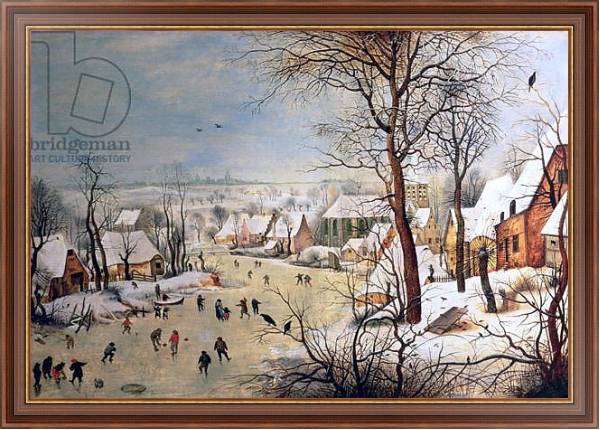 Постер Winter Landscape with Birdtrap, 1601 с типом исполнения На холсте в раме в багетной раме 35-M719P-83