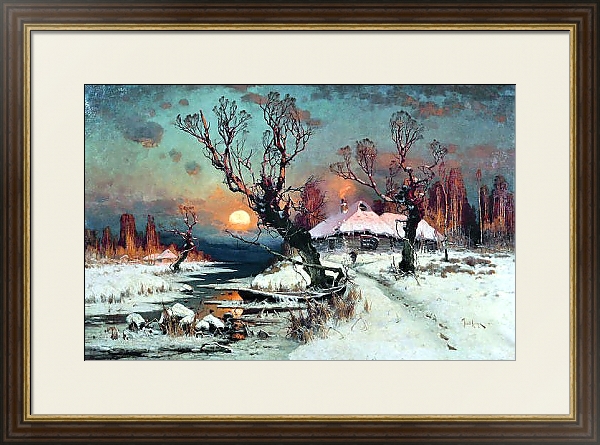 Постер Закат солнца зимой. 1891 с типом исполнения Под стеклом в багетной раме 1.023.036