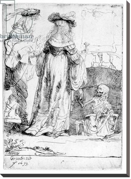 Постер Death appearing to a wedded couple from an open grave, 1639 с типом исполнения На холсте без рамы