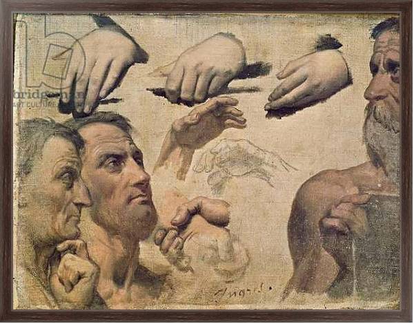 Постер Study of Heads and Hands for the Apotheosis of Homer с типом исполнения На холсте в раме в багетной раме 221-02